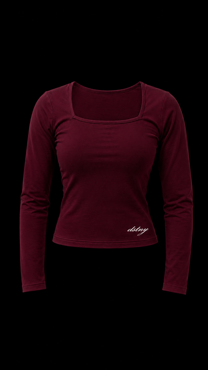 MAROON WIDE NECK TOP