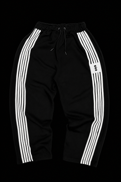 BLACK STRIPED SWEATPANTS
